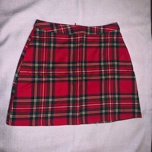 Red Plaid Mini Skirt
